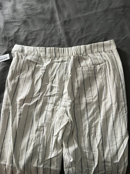 Old Navy Cream Pants with Navy Vertical Stripes - Picture 4 of 4